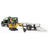 BRUDER 2593 LAND ROVER + přepravník a mikrobagr JCB3