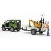 BRUDER 2593 LAND ROVER + přepravník a mikrobagr JCB4