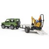 BRUDER 2593 LAND ROVER + přepravník a mikrobagr JCB1
