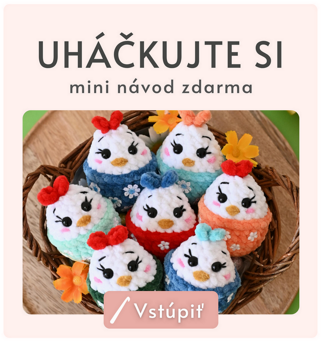 Návod zdarma - uháčkujte si sliepočku vo vajíčku podľa jednoduchého návodu