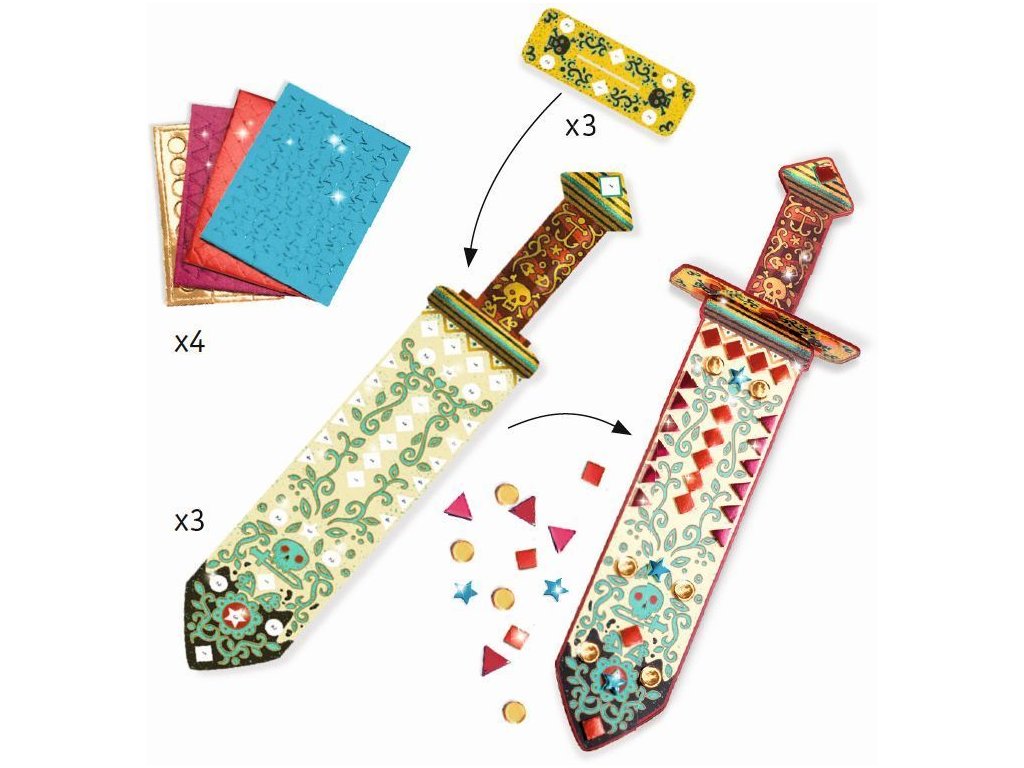 Djeco | Kreativní sada DIY Mozaikové meče || Hračky vzdělávačky