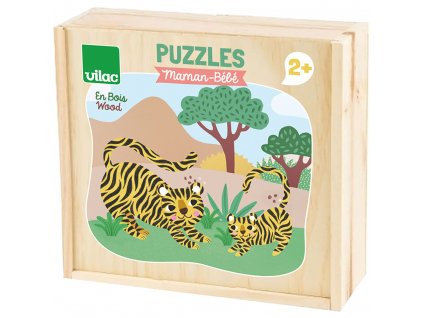 V8569 vilac drevene puzzle duo zviratka s mladaty