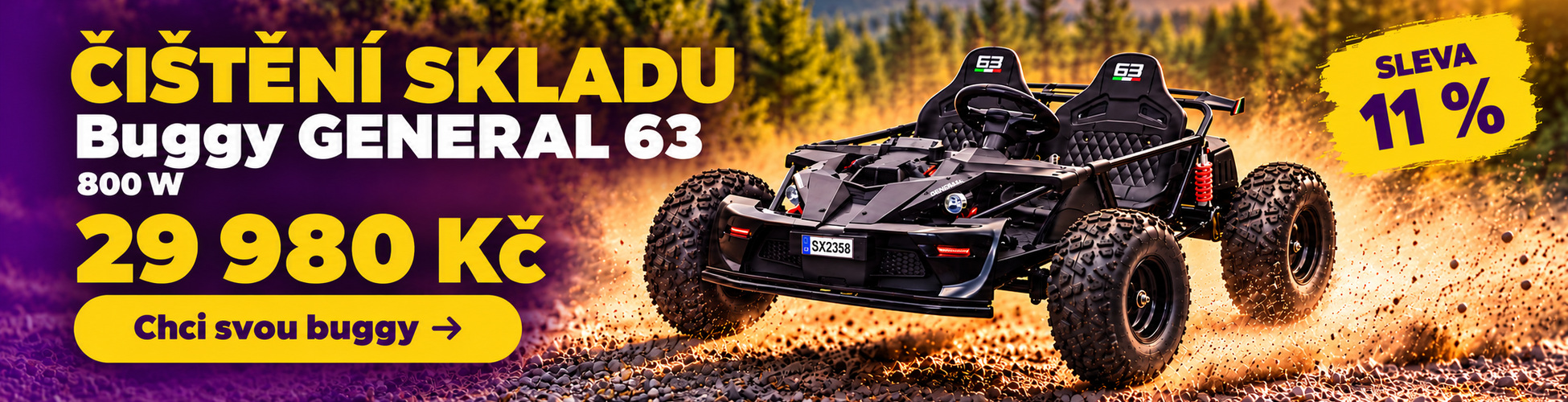 Elektrická buggy GENERAL 63 s výkonem 800 W pouze na hrackyxzadobrekacky.cz