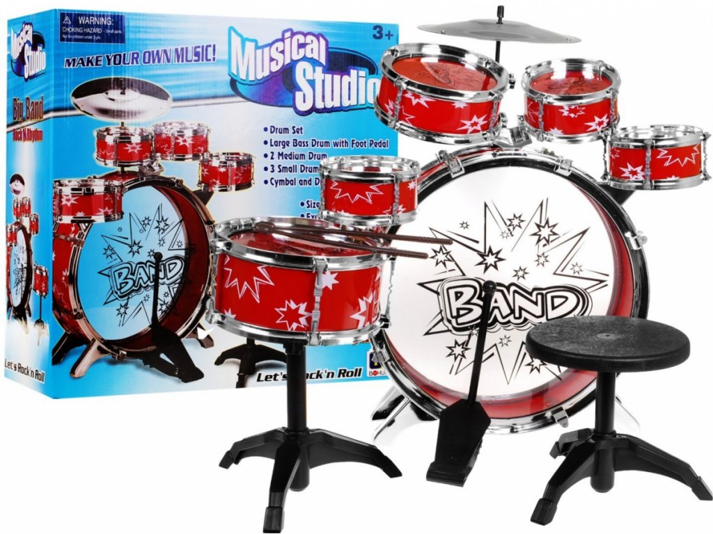 Dětská bicí souprava – bubny pro kluky červená