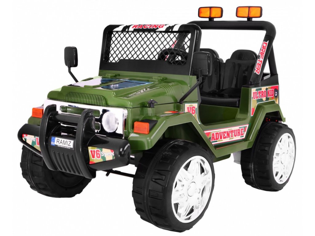 Elektrické autíčko Jeep Raptor, EVA kola, 2.4GHz zelené