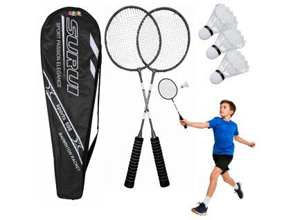 Černá badmintonová sada 3 míčky obal
