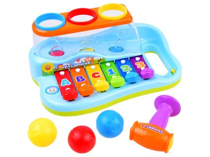 Dětský xylofon s kladivem a míčky