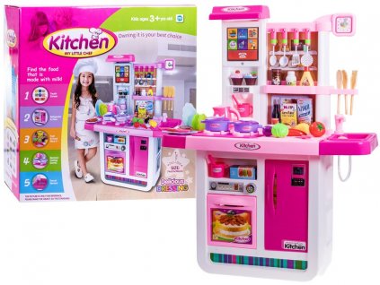 Dětská kuchyňka s dotykovým panelem růžová