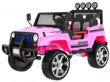 Ramiz Jeep Raptor 4x4, kožená sedačka, 2 místné růžové