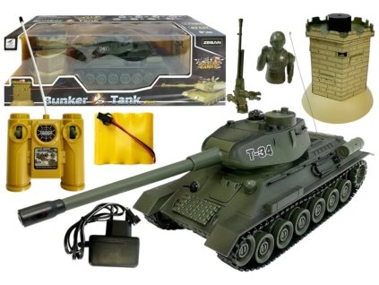 RC Tank 1:28 Zelený s bunkrem