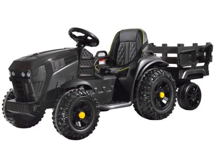 Elektrický farmářský traktor s přívěsem černý