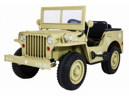 Dětský elektrický vojenský jeep willys 4x4 24V, 4x90W béžový