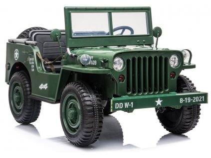 Dětský elektrický vojenský jeep willys 4x4 zelený
