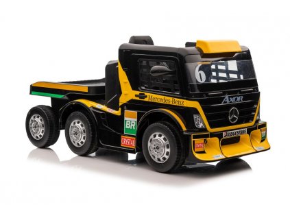 Dětský elektrický kamion Mercedes Axor s návěsem, MP4 žlutý