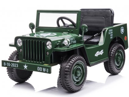 Dětský elektrický vojenský jeep willys SMALL 4x4 tmavě zelený