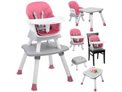 Dětská jídelní židlička 6v1 růžová