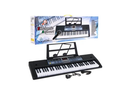 Dětský keyboard s mikrofonem a stojanem na noty černý
