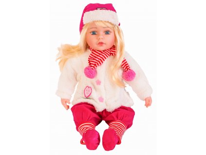 Mluvící a zpívající panenka 60 cm růžová s čepičkou