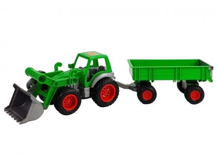 Traktor s nakládací  lžíci a přívěsem 8817 zelený