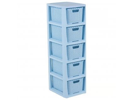 Regál s 5 šuplíky Rattan Blue BRANQ