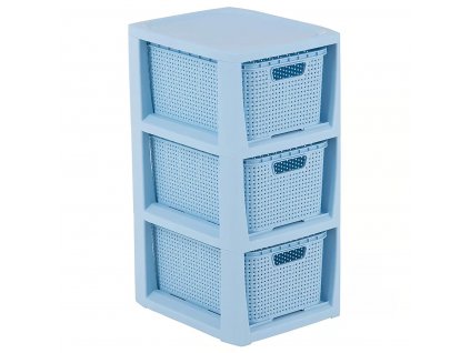 Regál se 3 šuplíky Rattan Blue BRANQ