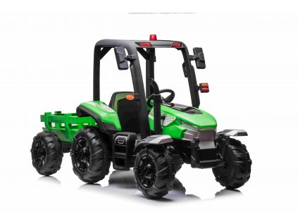 Elektrický traktor s přívěsem Blast 2x200W zelený boční pohled