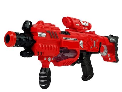 Dětská pistole na pěnové náboje s laserem a zvukovými efekty červená 2