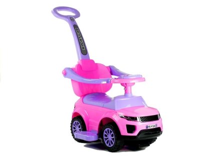 Odrážedlo Range Rover s vodící tyčí 3v1 růžové