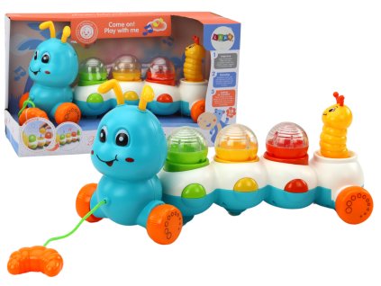 Barevná tahací housenka se světly a zvuky