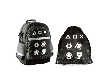 Paso Školní set tříkomorový batoh + vak na záda Game