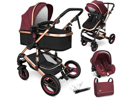 Kiduku Kombinovaný kočárek 3v1 Bórdo/Černý