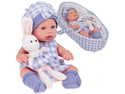 Panenka Newborn s králíčkem v košíku Šedá