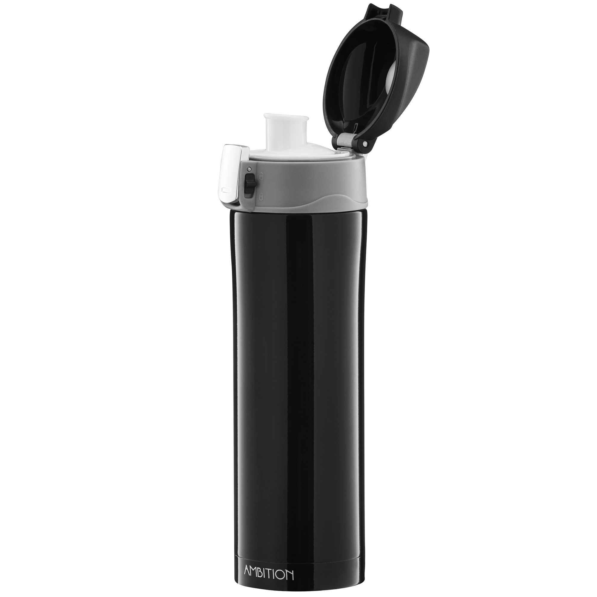 Termohrnek s blokací Glossy Black 420 ml AMBITION