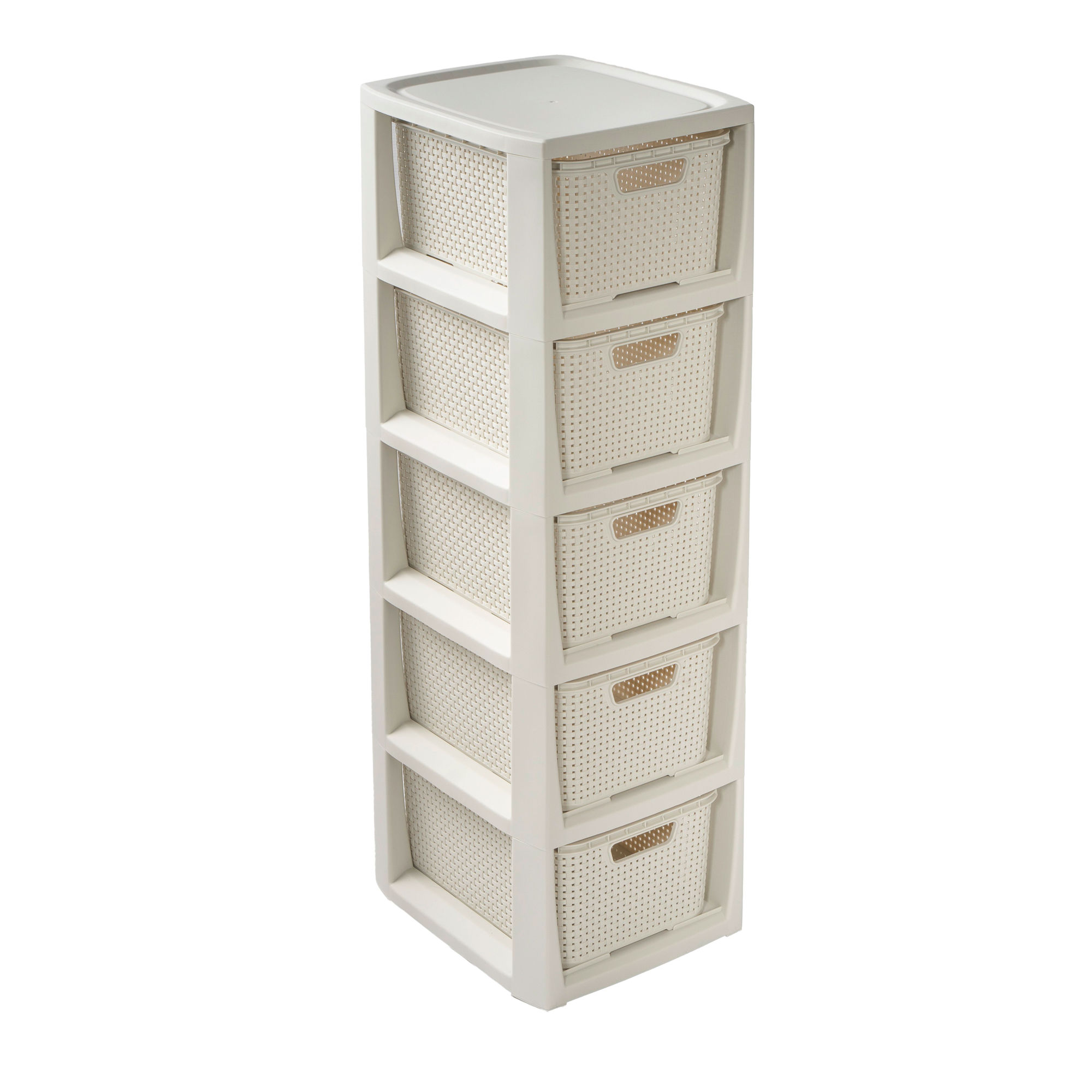 Levně Regál s 5 šuplíky Rattan Antic White BRANQ ( neaktuální foto, regál je krémový)