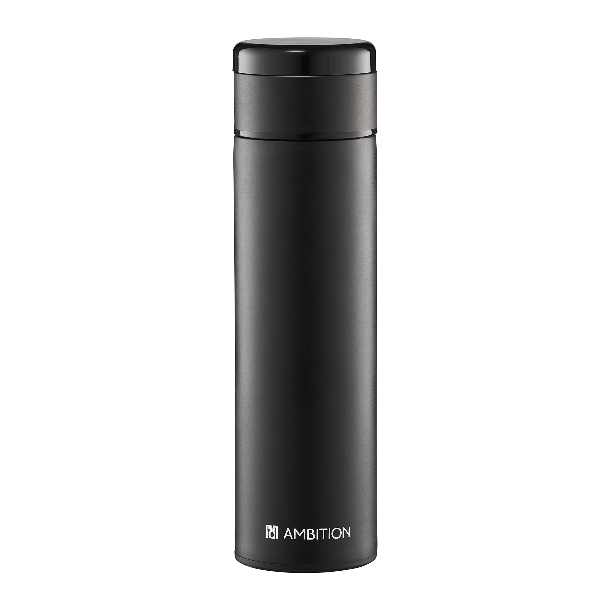 Levně Termoláhev z nerezové oceli s dotykovým LCD displejem Indi Black 420 ml AMBITION