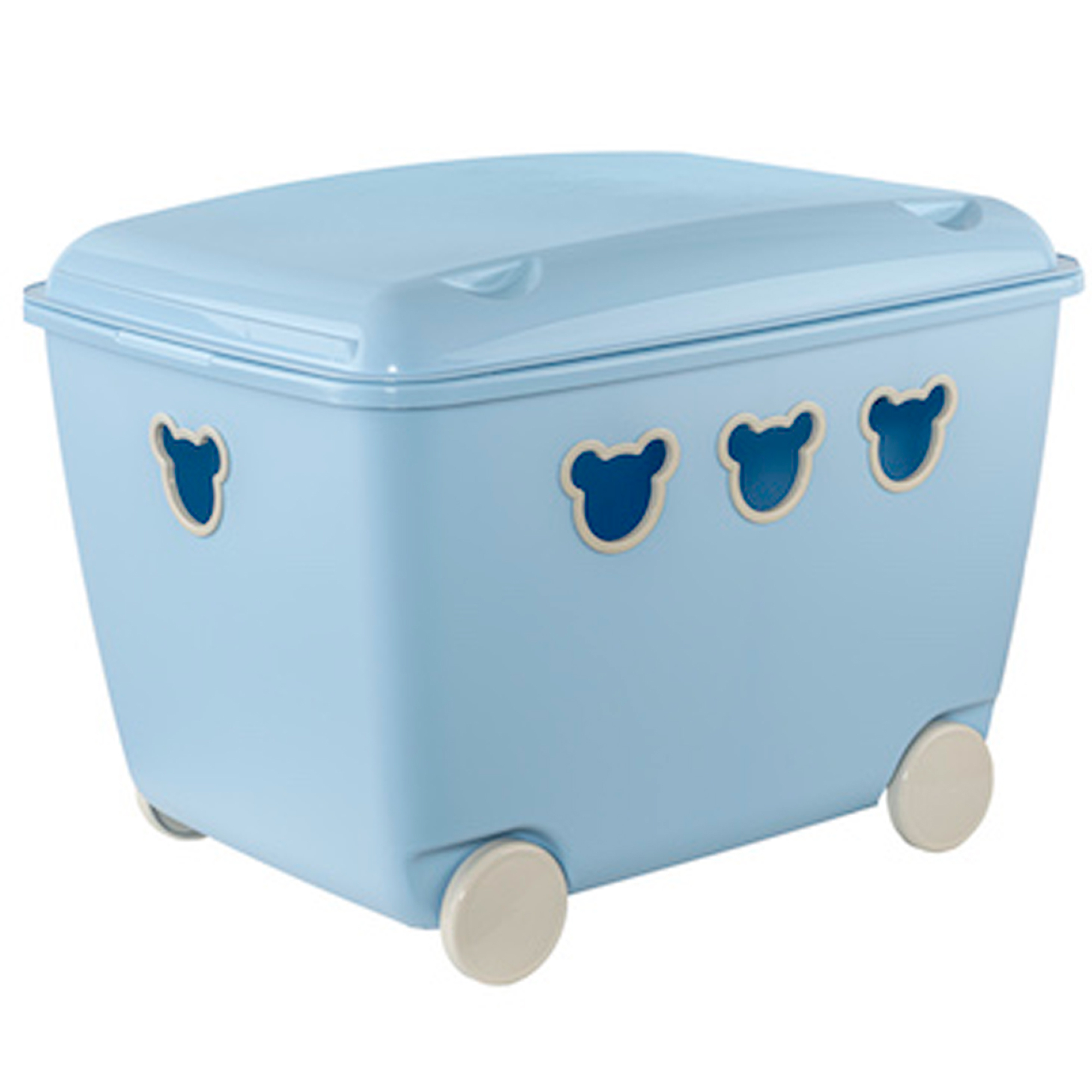 Modrý plastový box s víkem na kolečkách Bear 55 l BRANQ