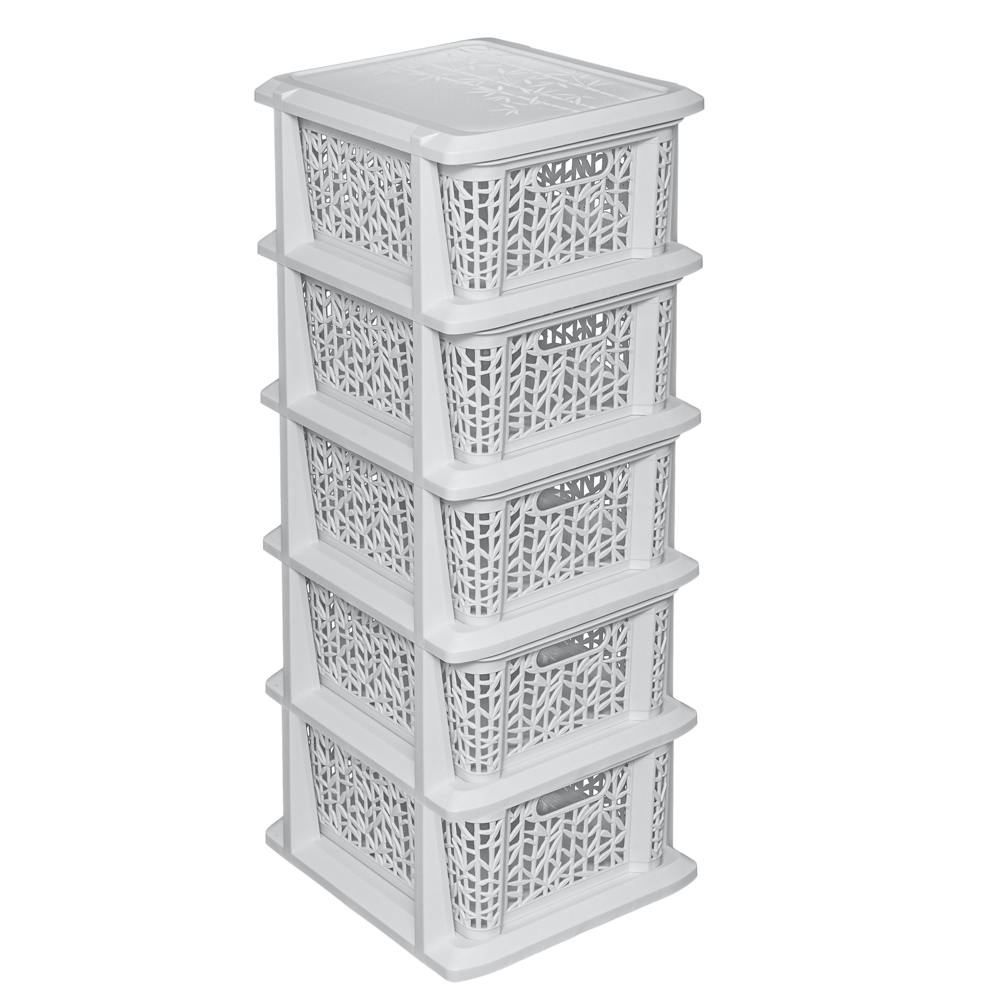 Krémový plastový regál s 5 šuplíky Bamboo Antic BRANQ