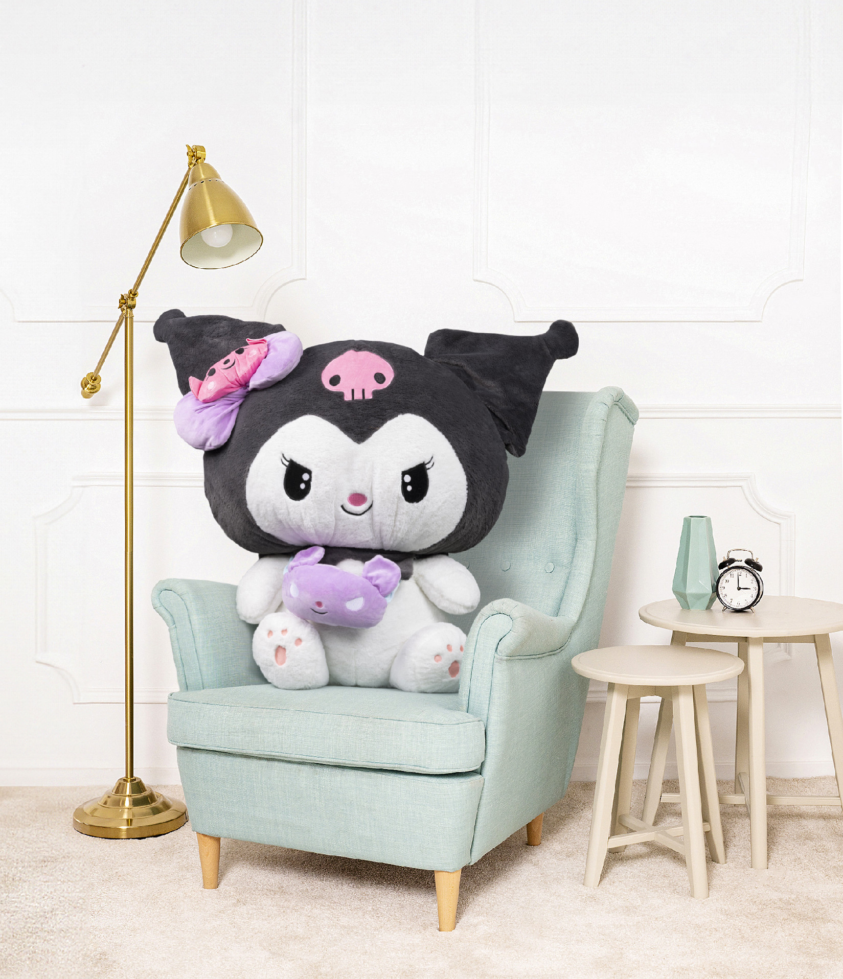 Tomido Plyšová hračka Hello Kitty Kuromi s taškou 100 cm černá
