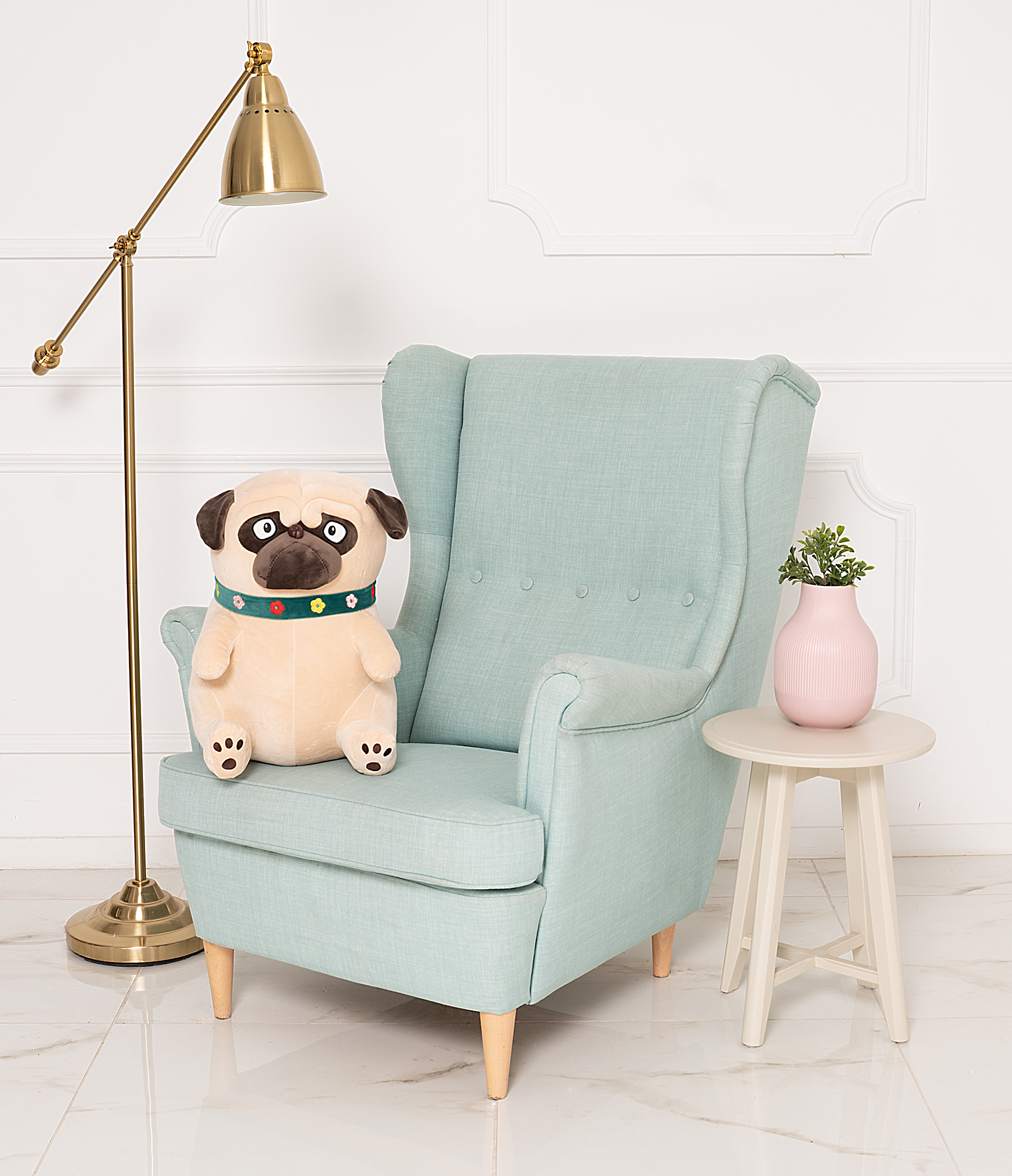 Tomido Plyšový pes Mops Max 40 cm světle béžový