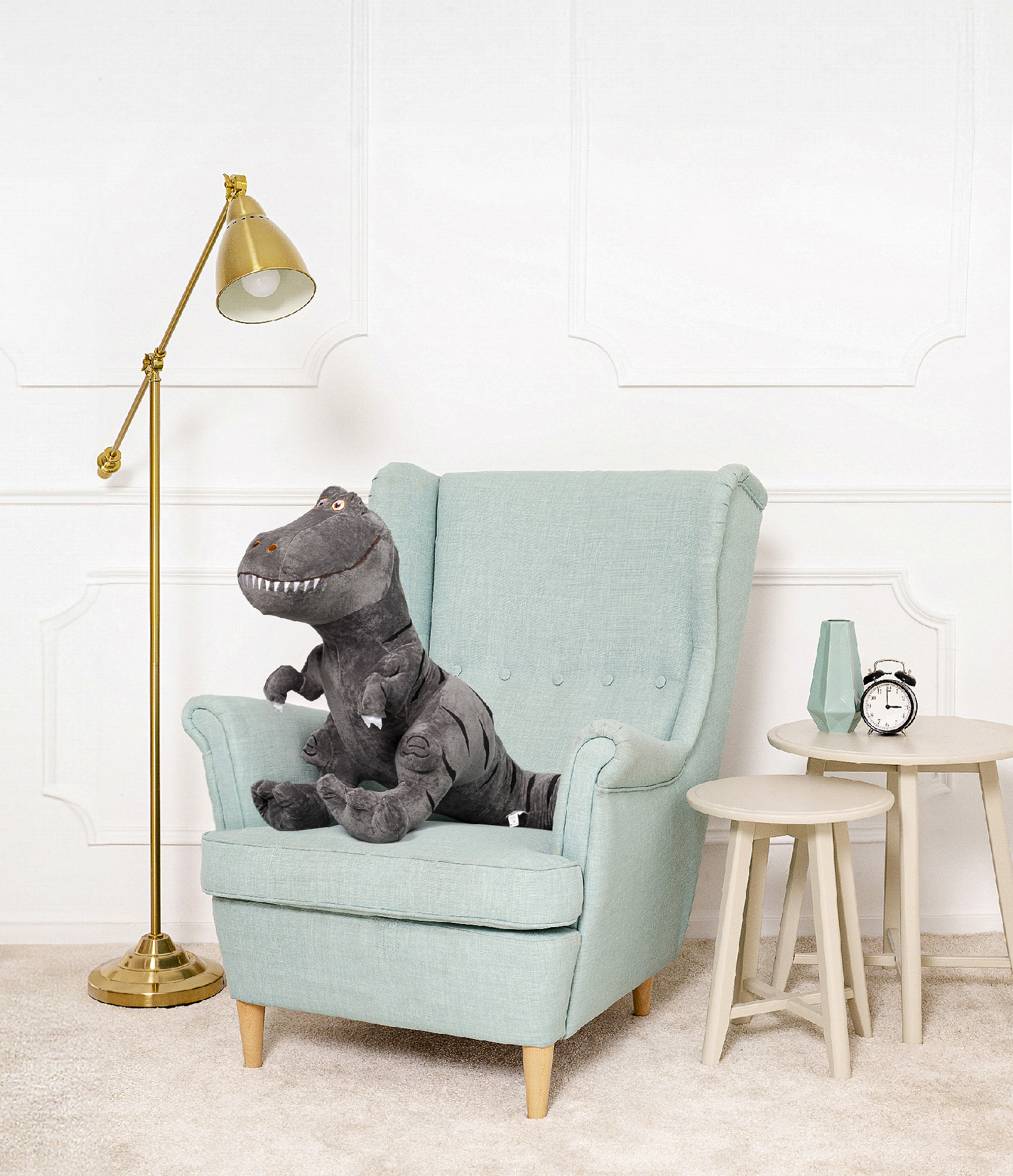 Tomido Plyšový dinosaurus Dino 100 cm šedý