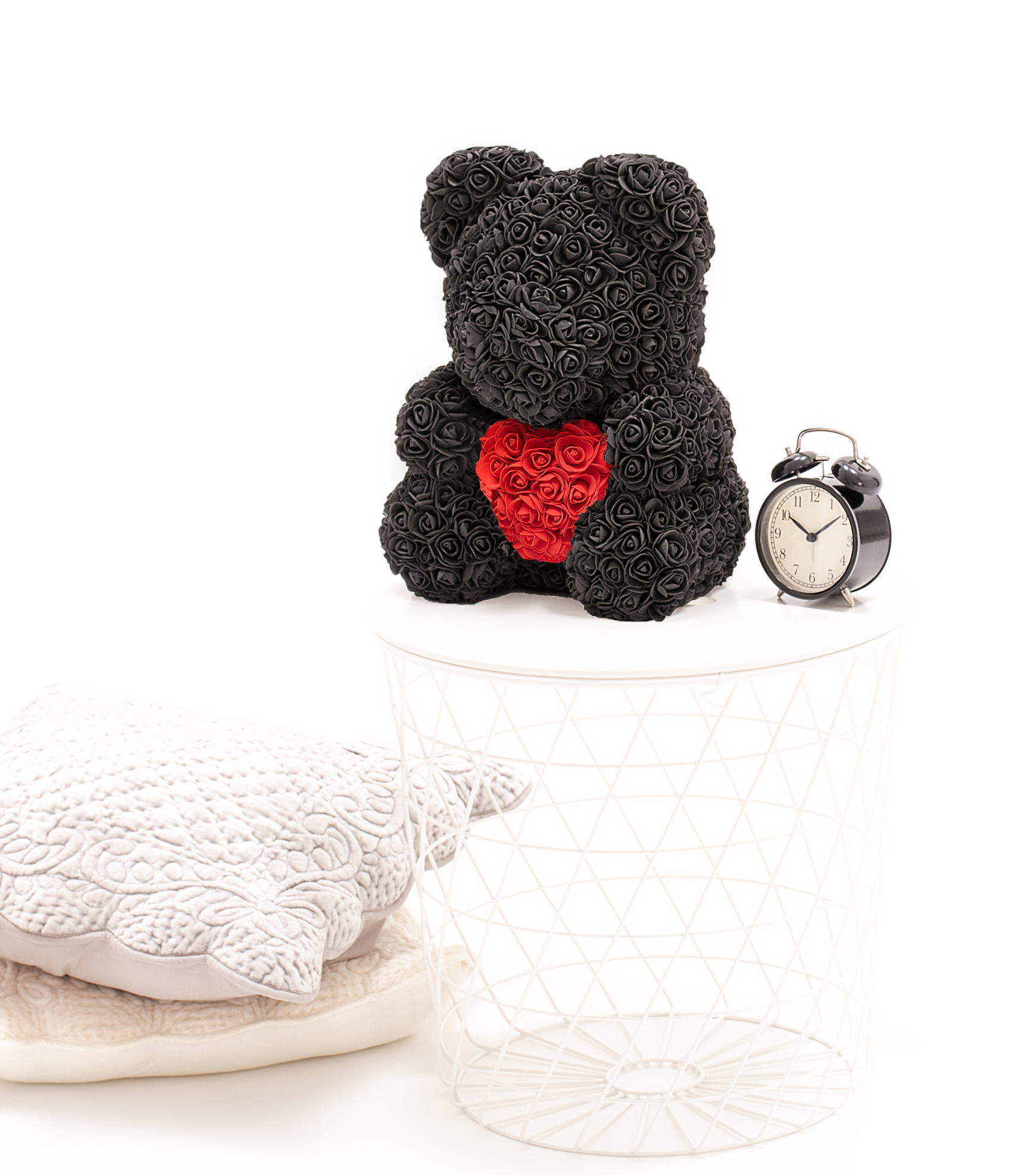 Tomido Medvídek z růží Rose Bear černo-červený 40 cm