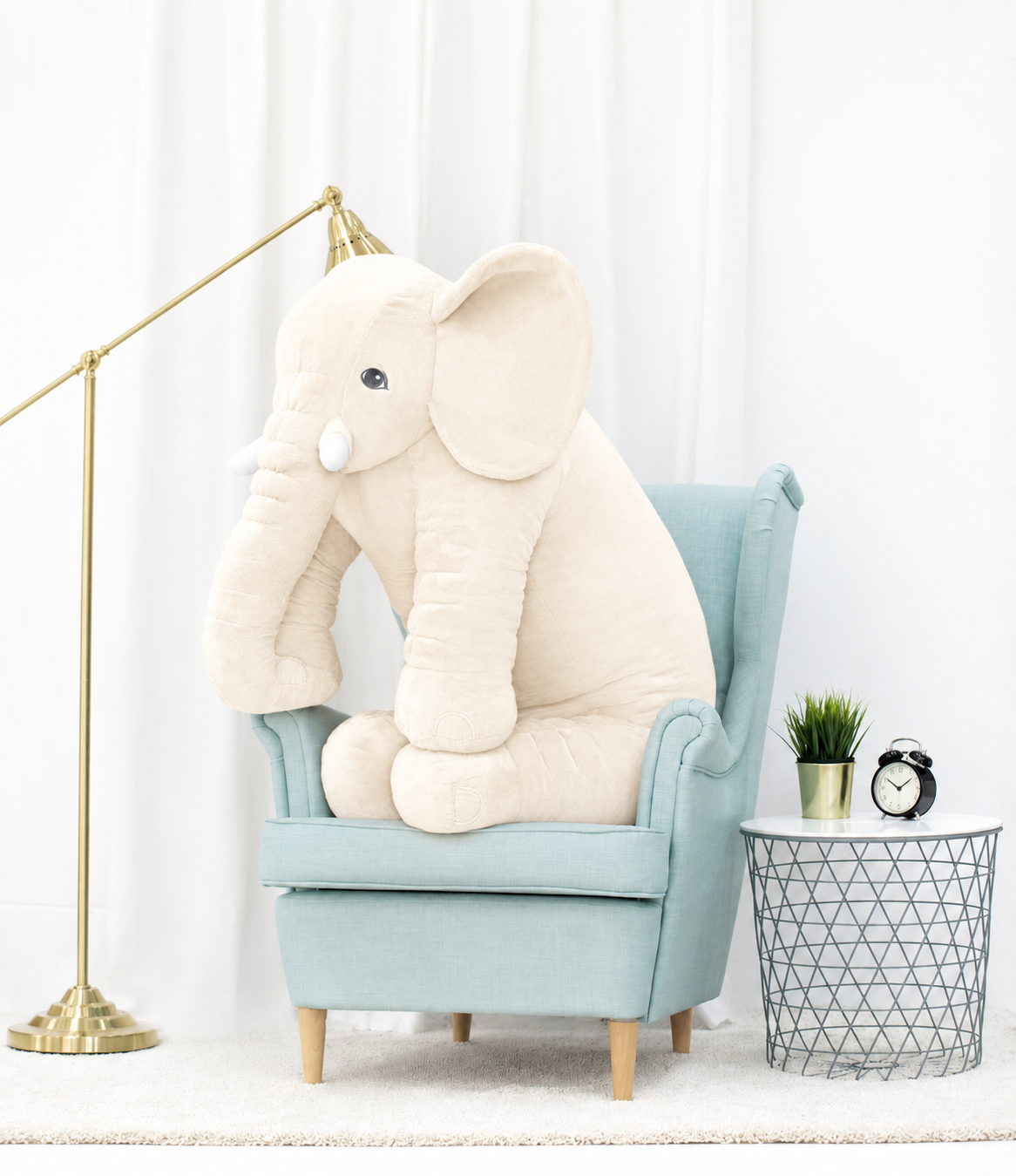 Tomido Plyšový slon Sloník 125 cm bílý