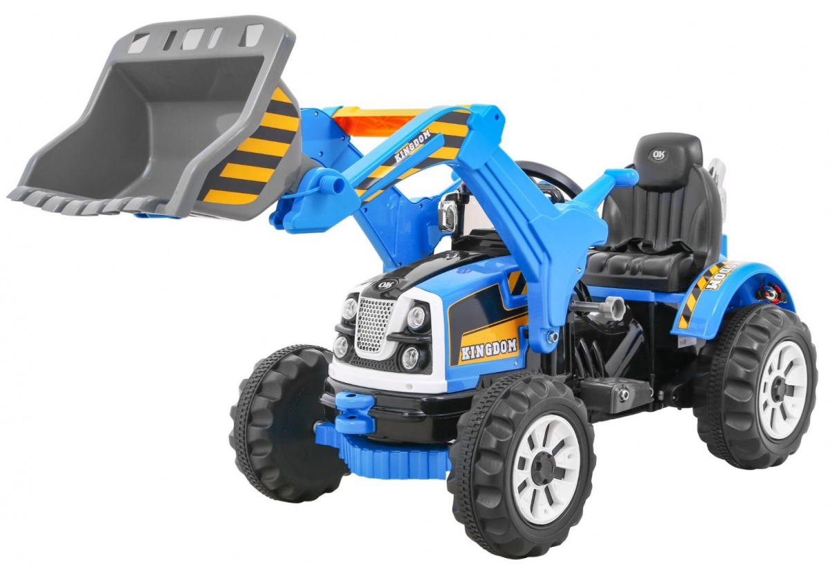 Elektrický traktor - s radlicí modrý