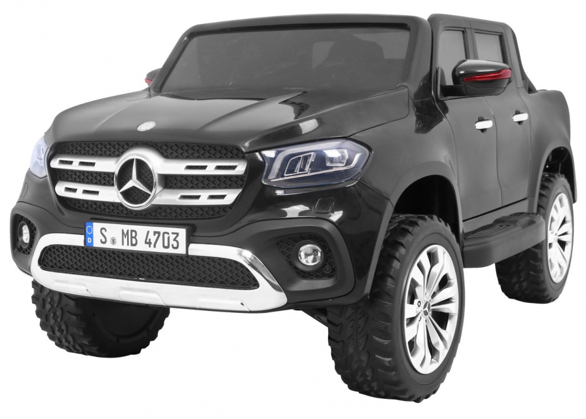 Mercedes Benz třídy X pro děti černý + dálkové ovládání + 4x4 + MP4 + nosič zavazadel + LED + EVA