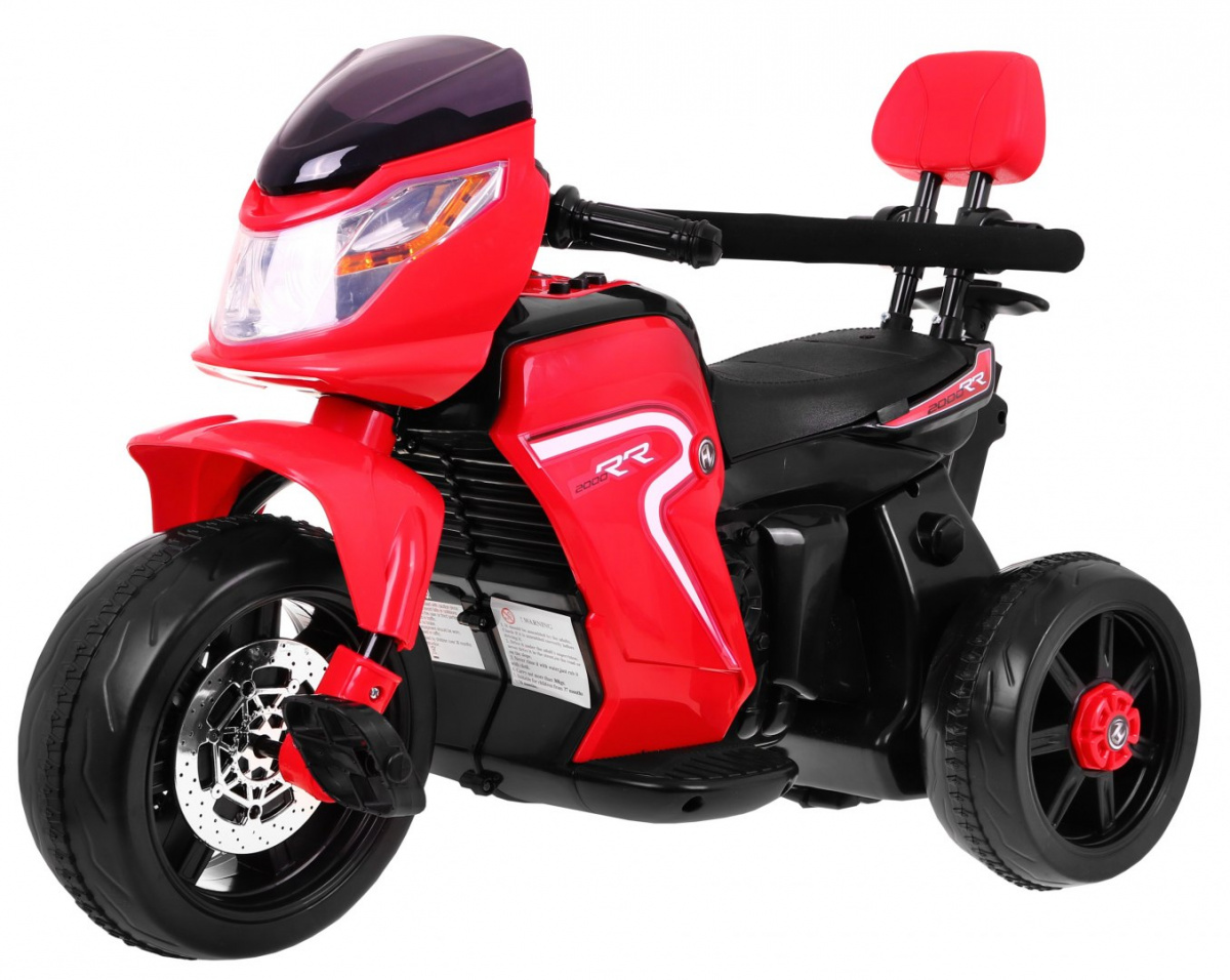 Elektrická motorka s vodicí tyčí 3v1 červená