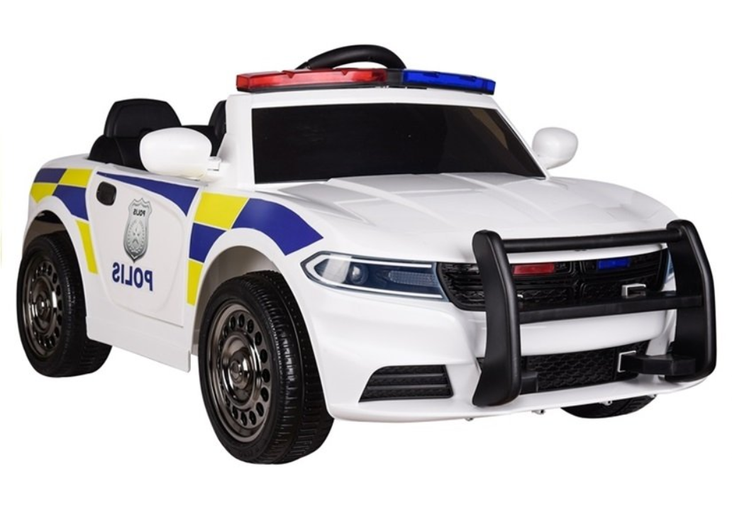 HračkyZaDobréKačky Dětské elektrické autíčko Policie  bílé
