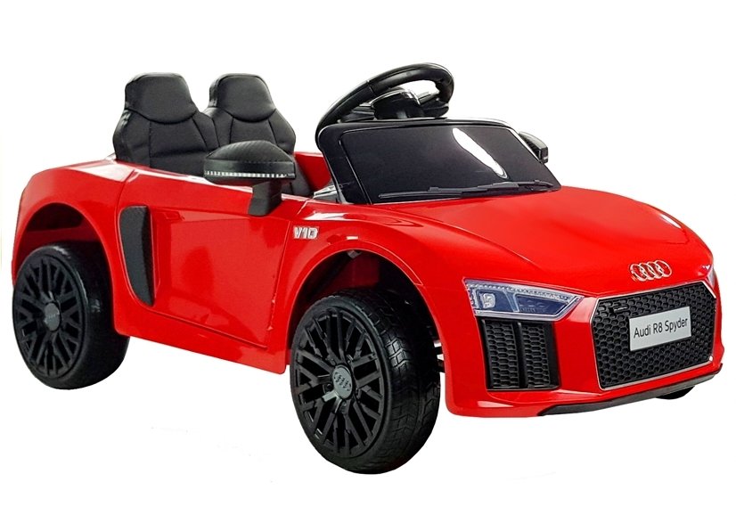 Audi R8 na baterie pro děti Červená + Dálkové ovládání + EVA + Pomalý start + MP3 LED