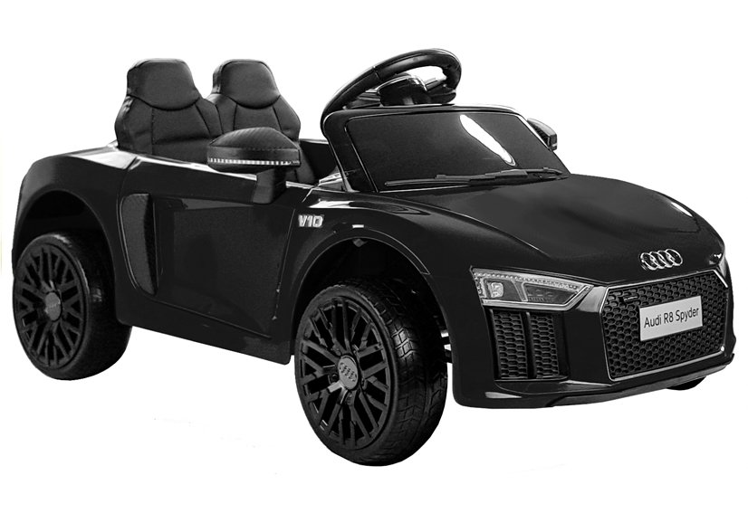 Audi R8 dětské elektrické autíčko černé s dálkovým ovládáním, EVA koly, pomalým startem a MP3 LED