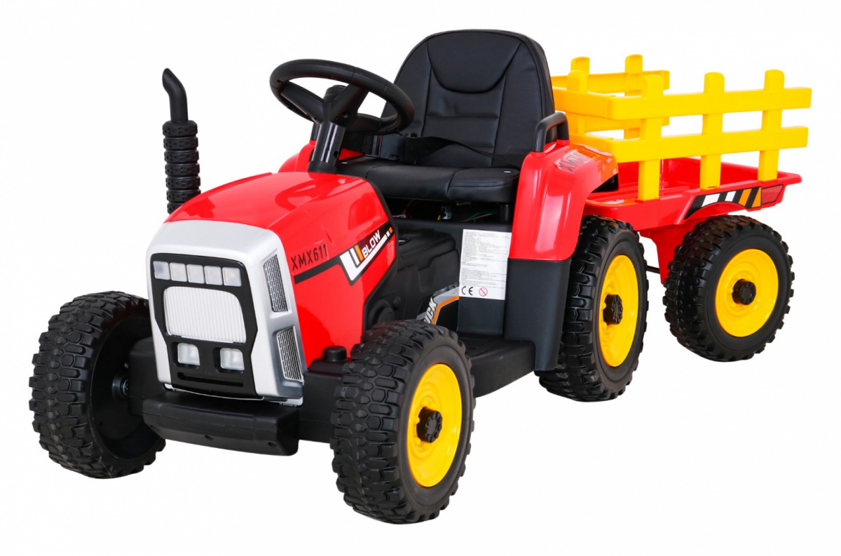 HračkyZaDobréKačky Elektrický traktor s přívěsem, 2.4GHz červený