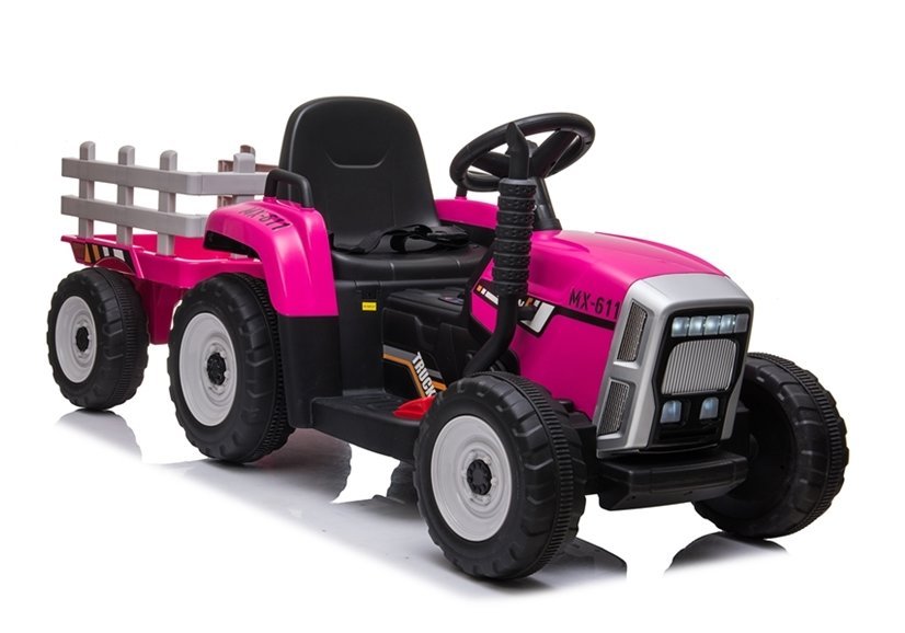HračkyZaDobréKačky Elektrický traktor s vlečkou růžový